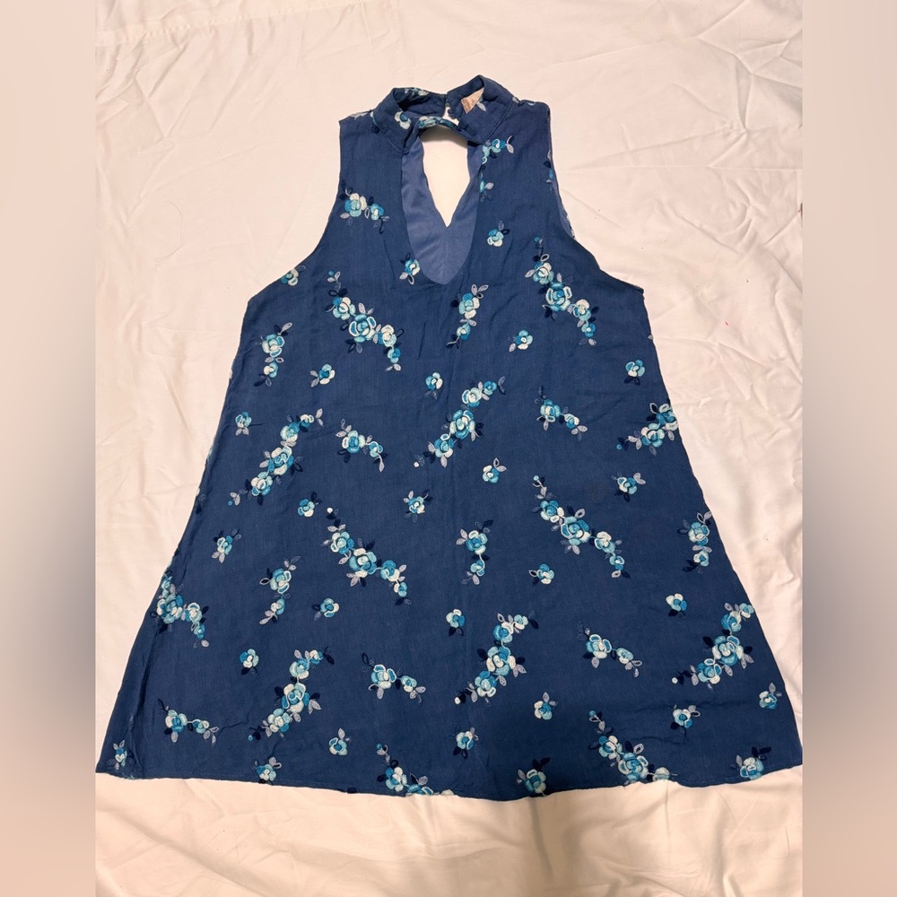 BLUE FLORAL MINI DRESS